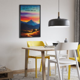 Aangepaste Wall Art Waterverf Sunset Mountain Trai Poster