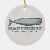 Aangepaste  walvis Nantucket MA met Aqua Keramisch Ornament (Voorkant)