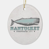 Aangepaste  walvis Nantucket MA met Aqua Keramisch Ornament (Links)