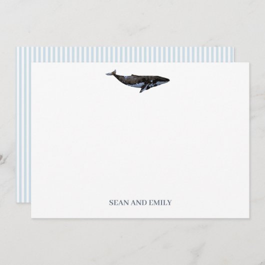 Aangepaste walvis schilderij Nautisch Briefpapier Bedankkaart (Voorkant / Achterkant)