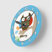 Aangepaste wandklok bij bomen in Topjes - blauw (Hoek)