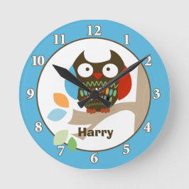 Aangepaste wandklok bij bomen in Topjes - blauw