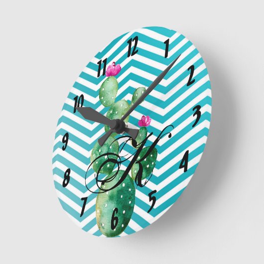 Aangepaste wandklok Boho Cacti Cactus Succulen (Hoek)