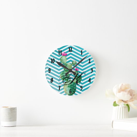 Aangepaste wandklok Boho Cacti Cactus Succulen (Huis)