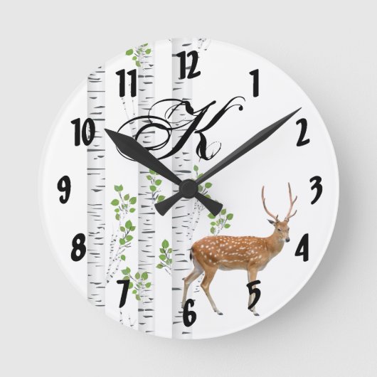 Aangepaste wandklok Deer Bots Woodl (Voorkant)