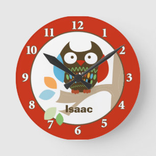 Aangepaste wandklok in Topjes met bomen - Rood