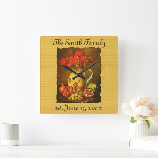 Aangepaste  wandklok met fruit en bloemen (Huis)