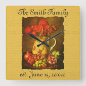 Aangepaste  wandklok met fruit en bloemen (Voorkant)