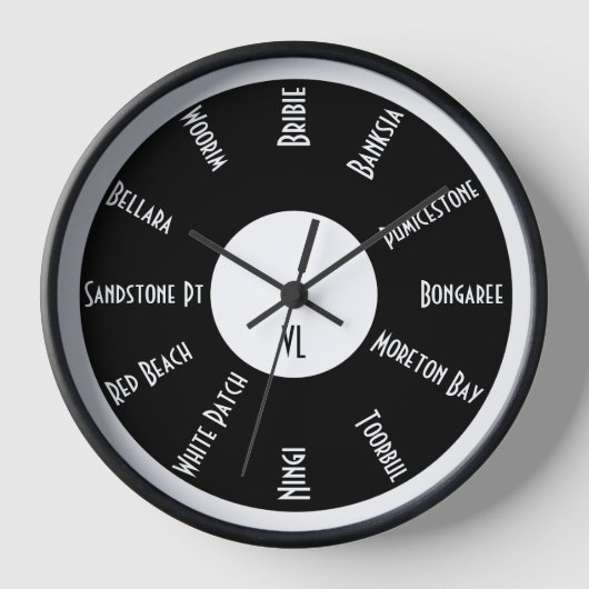 Aangepaste wandklok met plaatsnamen (Voorkant)