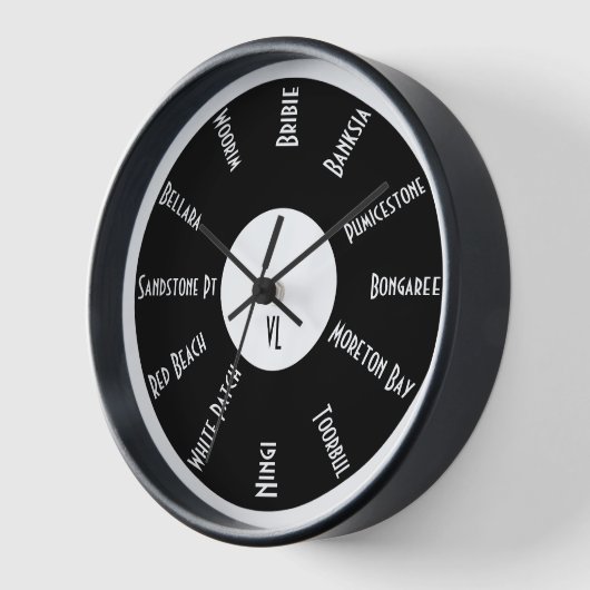 Aangepaste wandklok met plaatsnamen (Hoek)