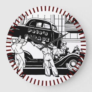 Aangepaste wandklok voor GARAGE - Retro Car Mechan