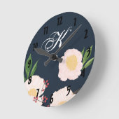 Aangepaste wandklok witte Floral Flowers op Da (Hoek)