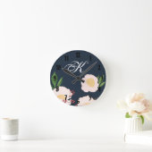 Aangepaste wandklok witte Floral Flowers op Da (Huis)