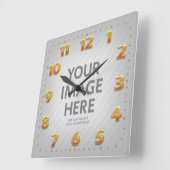 Aangepaste wandklokken Vierkant foto Gold-nummers (Hoek)