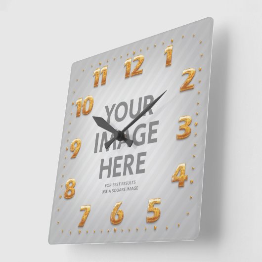 Aangepaste wandklokken Vierkant foto Gold-nummers (Hoek)