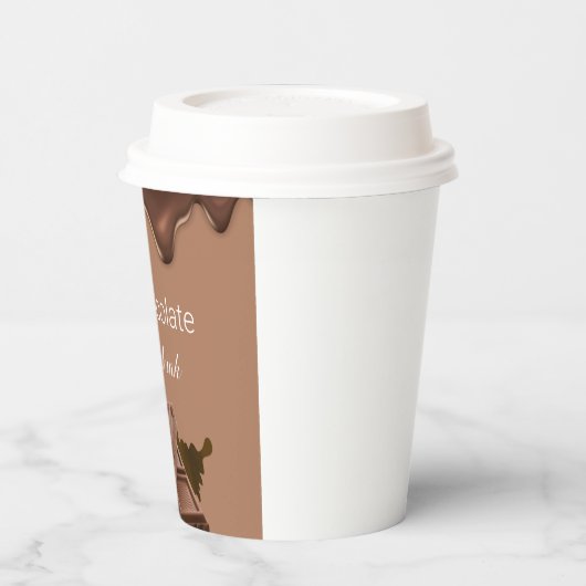 Aangepaste warme chocolade Happy-drink bruin Papieren Bekers (Links)