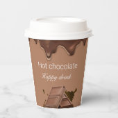 Aangepaste warme chocolademelk Happy drink bruin Papieren Bekers (Voorkant)
