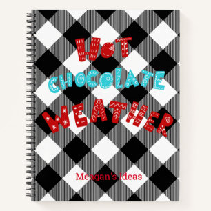 Aangepaste warme chocolademelk weer Buffalo Plaid Notitieboek