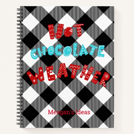 Aangepaste warme chocolademelk weer Buffalo Plaid Notitieboek (Voorkant)