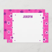 Aangepaste, warme roze en paarse platte briefkaart (Voorkant / Achterkant)