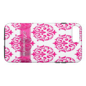 Aangepaste warme roze en witte vocht Case-Mate iPhone case (Achterkant (Horizontaal))