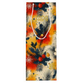 Aangepaste Warme Tonen Pine en Bessen Gift Bag Wijn Cadeautas (Achterkant)