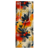 Aangepaste Warme Tonen Pine en Bessen Gift Bag Wijn Cadeautas (Voorkant)