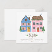 Aangepaste warme vakantiewensen Gezellig Winterdor Feestdagenkaart (Voorkant / Achterkant)