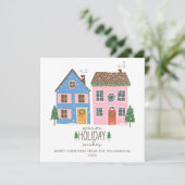 Aangepaste warme vakantiewensen Gezellig Winterdor Feestdagenkaart (Staand voorkant)