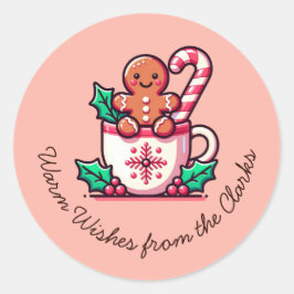 Aangepaste warme wensen vakantie gingerbread koekj ronde sticker