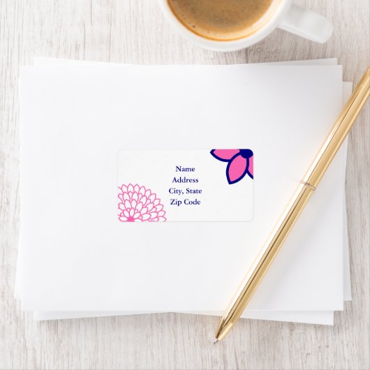 Aangepaste warmroze en marineblauw Modern Floral Etiket (Insitu)