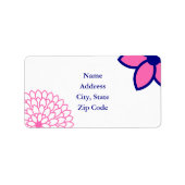 Aangepaste warmroze en marineblauw Modern Floral Etiket (Voorkant)