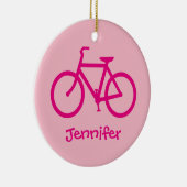 Aangepaste warmroze fiets keramisch ornament (Rechts)