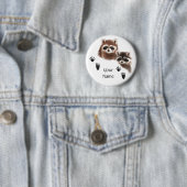 Aangepaste wasberen met voetafdrukken ronde button 5,7 cm (In situ)