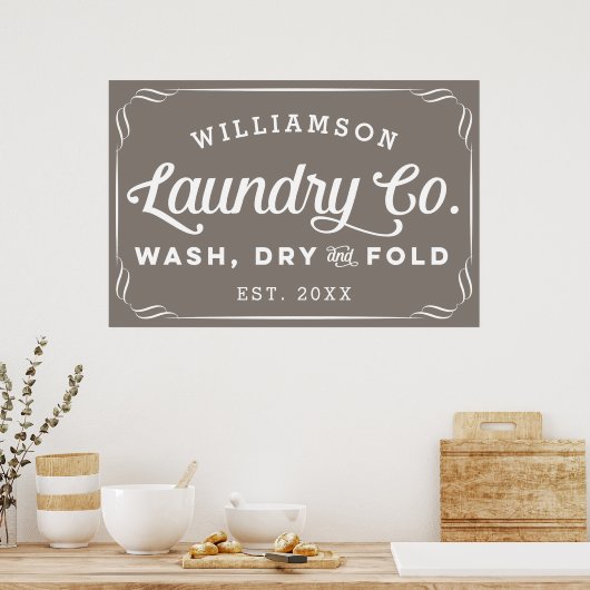 Aangepaste wasdroog wasgoed voor wasgoed poster (Keuken)