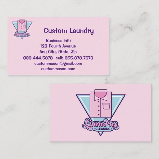 Aangepaste wasserette Wasserij stomerijen Visitekaartje (Voorkant / Achterkant)