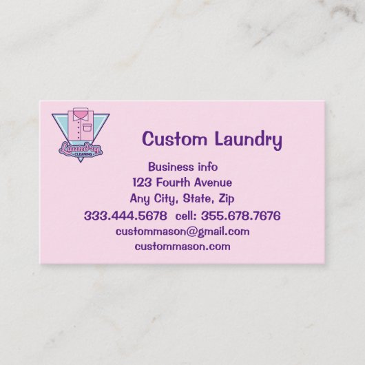 Aangepaste wasserette Wasserij stomerijen Visitekaartje (Voorkant)