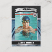 Aangepaste Water Polo Trading Kaart Blauw Zilveren Contactkaartje (Voorkant)