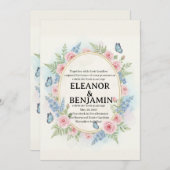 Aangepaste watercolor bloem bruiloft uitnodiging (Voorkant / Achterkant)