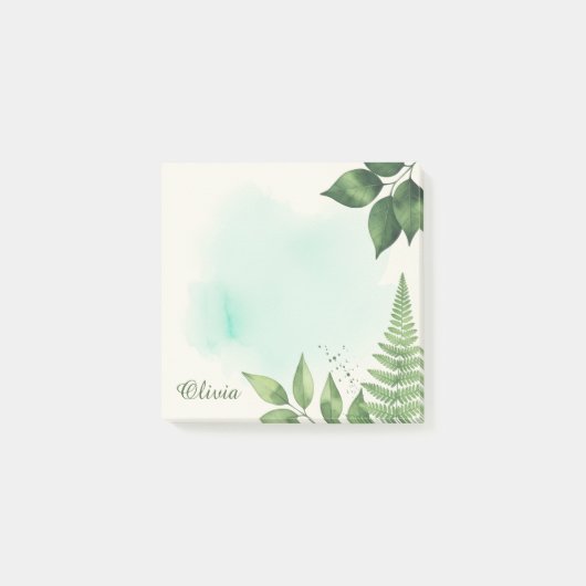 Aangepaste watercolor varen botanische plakbriefje post-it® notes (Voorkant)