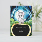 Aangepaste watercolor wolf verjaardag bedankkaart (Staand voorkant)