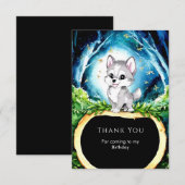 Aangepaste watercolor wolf verjaardag bedankkaart (Voorkant / Achterkant)