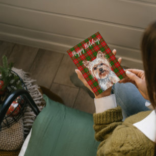 Aangepaste watercolor Yorkshire Terrier-hond Feestdagenkaart