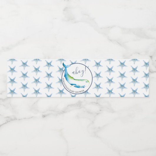 Aangepaste Waterfles Etiketten Blauwe Walvis (Enkel label)