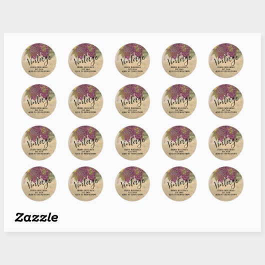 aangepaste waterkleur druivencluster ronde sticker (Vel)