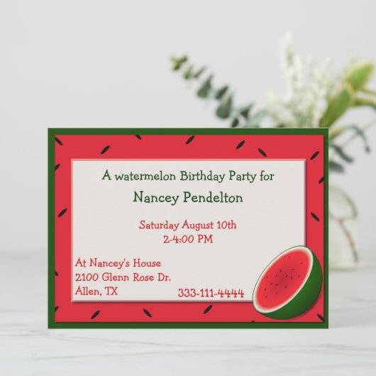 Aangepaste watermeloenuitnodiging kaart (Staand voorkant)