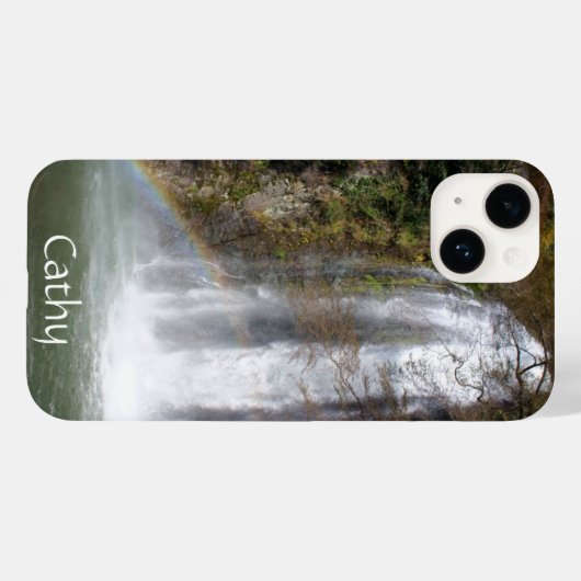 Aangepaste waterval en regenboog iPhone 14 Hoesje (Achterkant (horizontaal))
