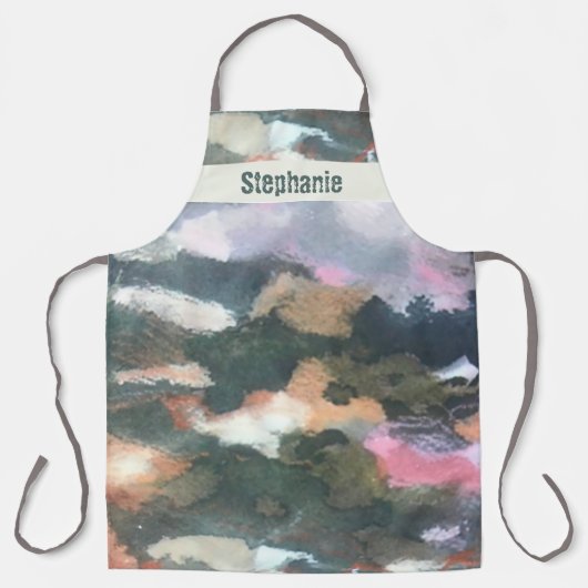Aangepaste waterverf aardebruin grijs paarse abstr schort (Voorkant)