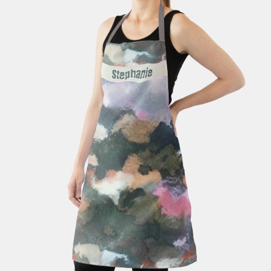 Aangepaste waterverf aardebruin grijs paarse abstr schort (Insitu)