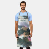 Aangepaste waterverf aardebruin grijs paarse abstr schort (Gedragen)